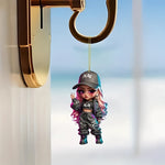 Load image into Gallery viewer, 2D Acrylic Hip Hop Girl Pendant
