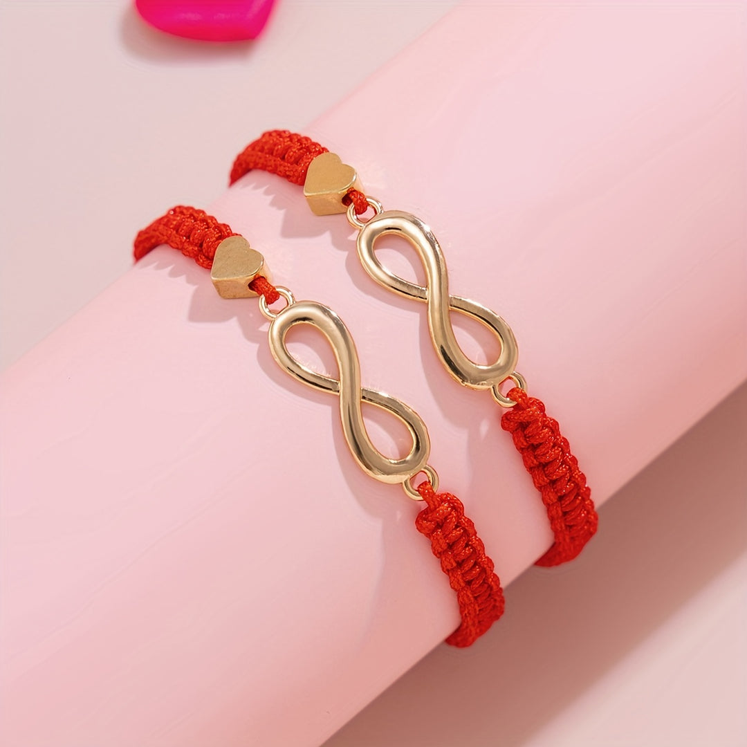 Romantic Red Rope Love Infinity Bracelet Set