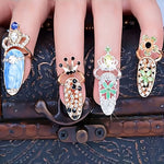 Load image into Gallery viewer, Boho Rhinestone Nail Ring Set - 12-Piece Vintage Glam
