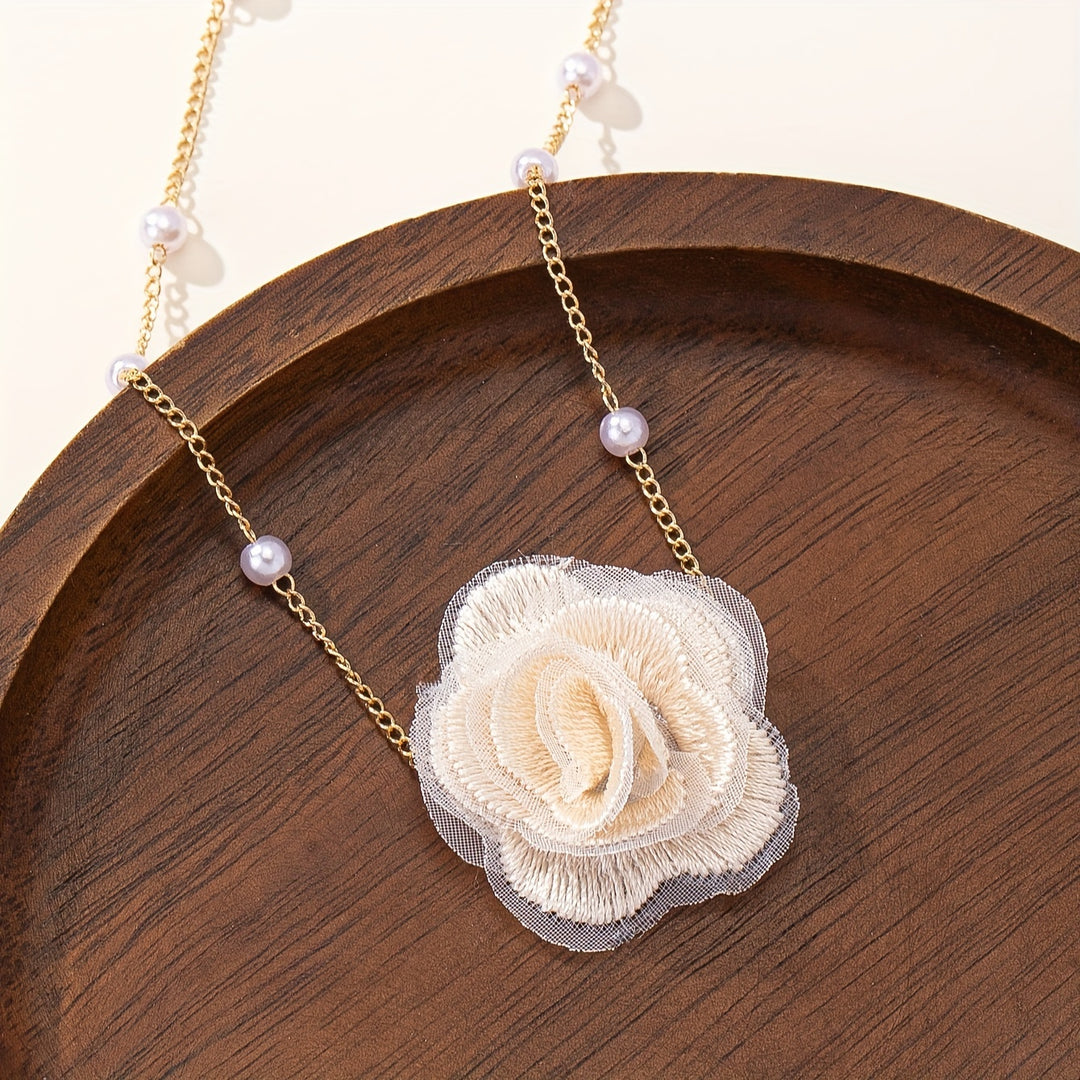 Elegant Flower & Pearl Choker Necklace