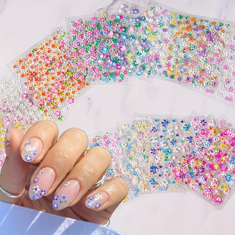 3D Daisy & Bow Tie Nail Art Stickers