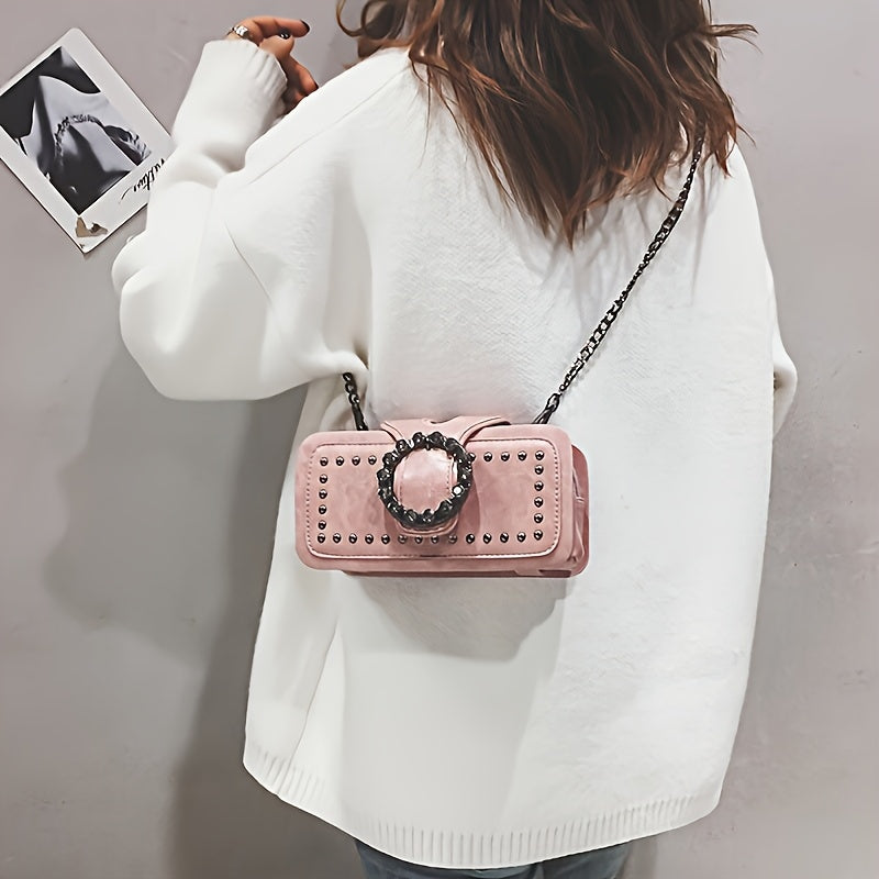 Bright Pink Faux Leather Crossbody Bag