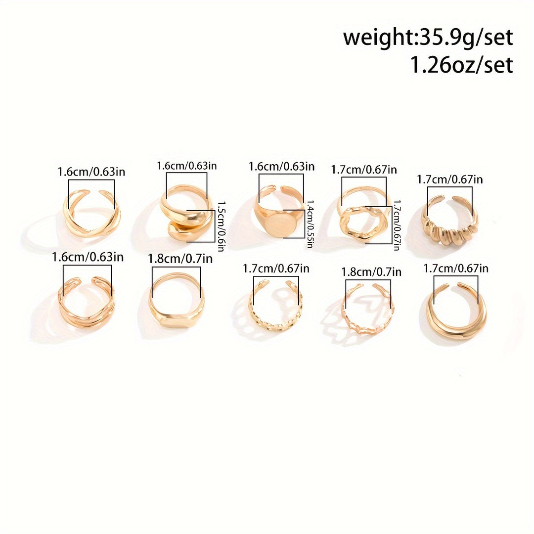 Hip Hop Stacking Rings (10pcs)