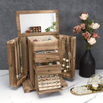 Load image into Gallery viewer, Rustic Wooden Jewelry Organizer Box with Mirror
