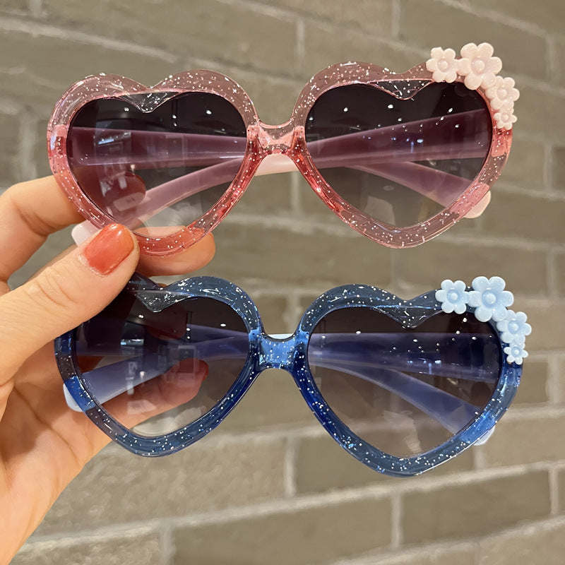 Cute Heart-Shaped Cartoon Flower Sunglasses for Kids