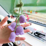 Load image into Gallery viewer, Hand-Knitted Bell Flower Mirror Hanging Accessory
