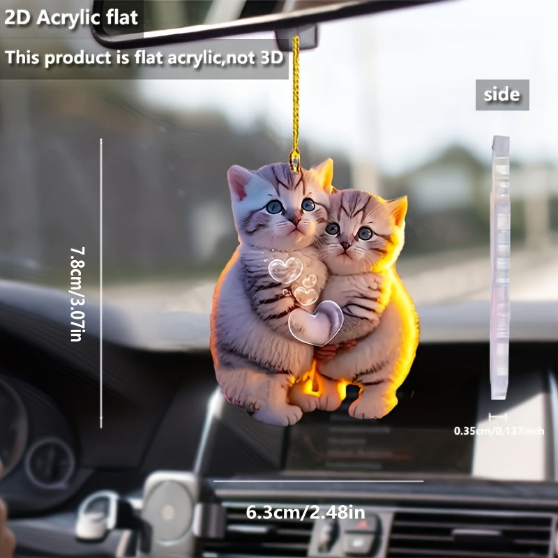 Cute Cat Couple Rearview Mirror Pendant