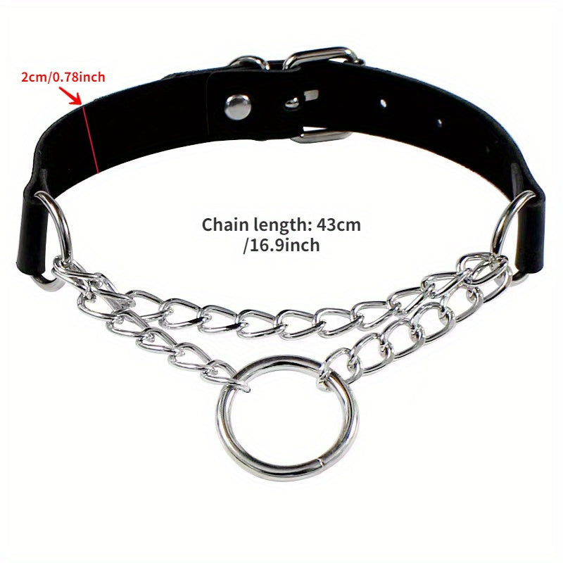 PU Leather Gothic Circle Choker