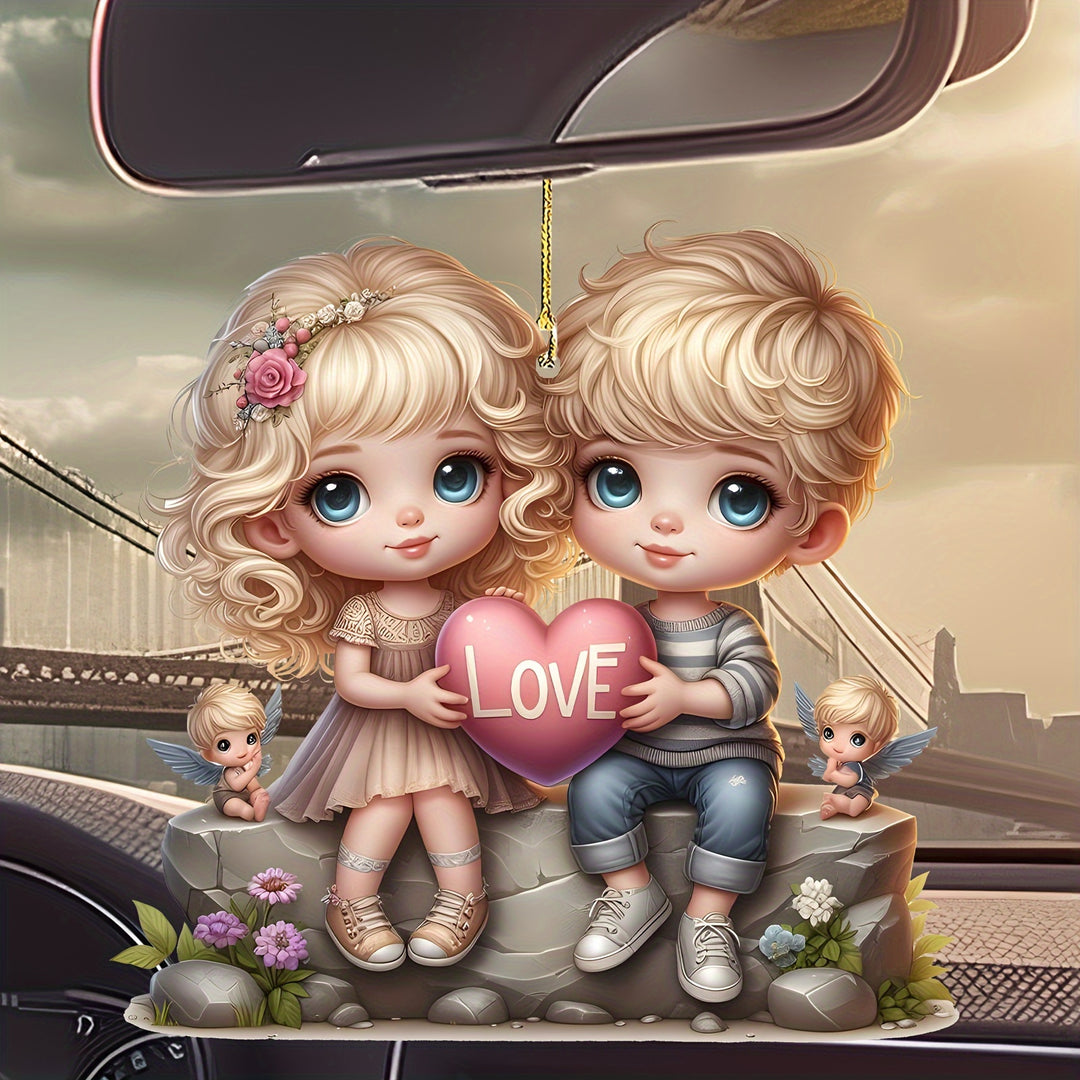 Boy & Girl Love Car Mirror Charm