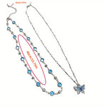 Load image into Gallery viewer, Blue Butterfly Choker Necklace
