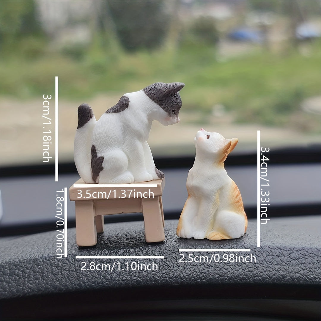 3pcs Cat & Table Car Dashboard Ornament Set