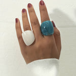 Load image into Gallery viewer, 2pcs Chunky Resin Rings (Ocean Blue &amp; Milky White)
