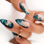 Load image into Gallery viewer, Green Marble Press-On Nails
