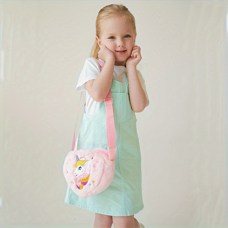 Unicorn Heart Plush Crossbody Bag