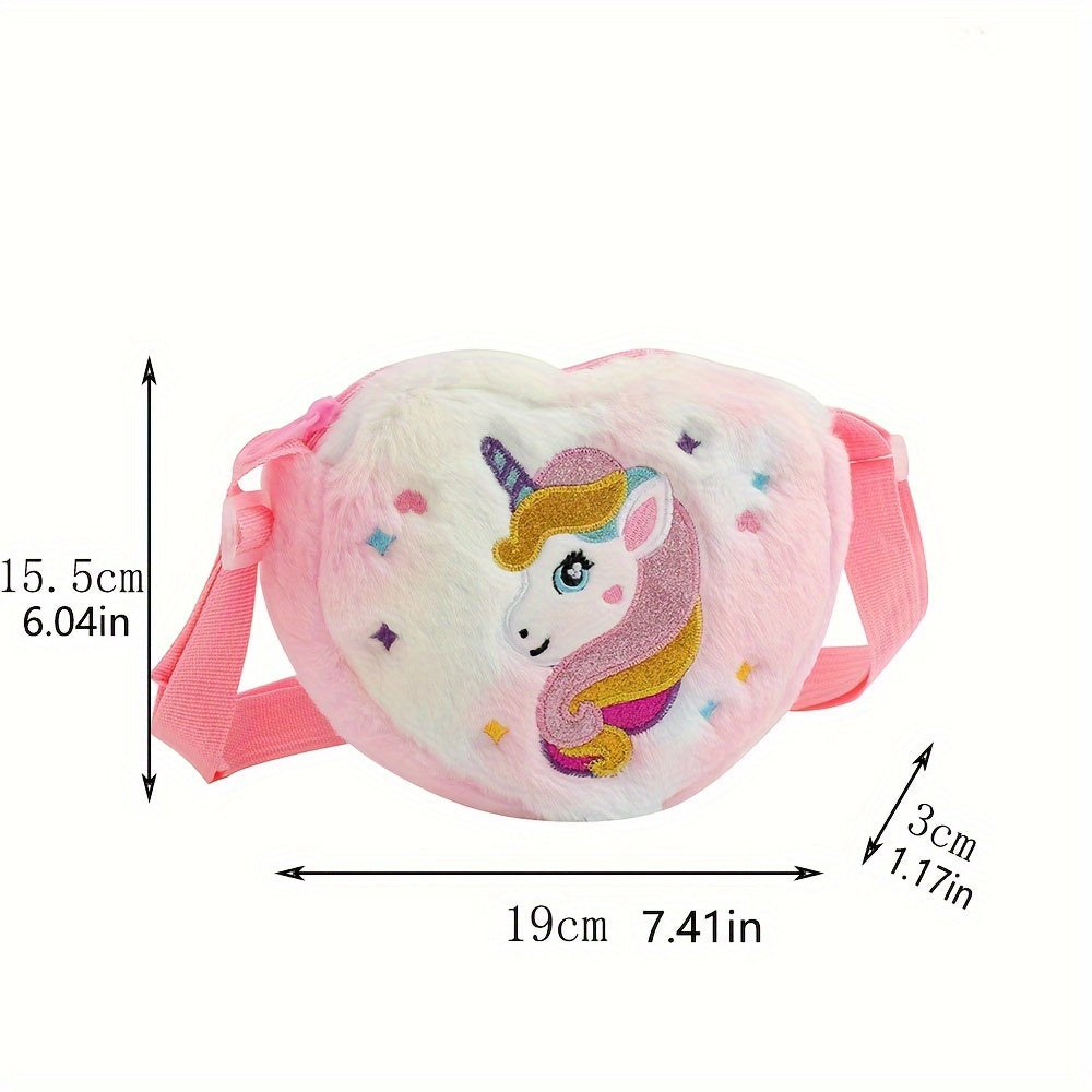 Unicorn Heart Plush Crossbody Bag