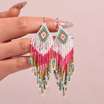 Load image into Gallery viewer, Boho Beaded Tassel Dangle Earrings
