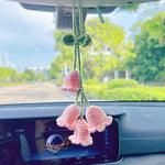 Load image into Gallery viewer, Hand-Knitted Bell Flower Mirror Hanging Accessory
