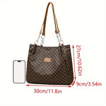 Load image into Gallery viewer, Elegant Plaid Faux Leather Tote
