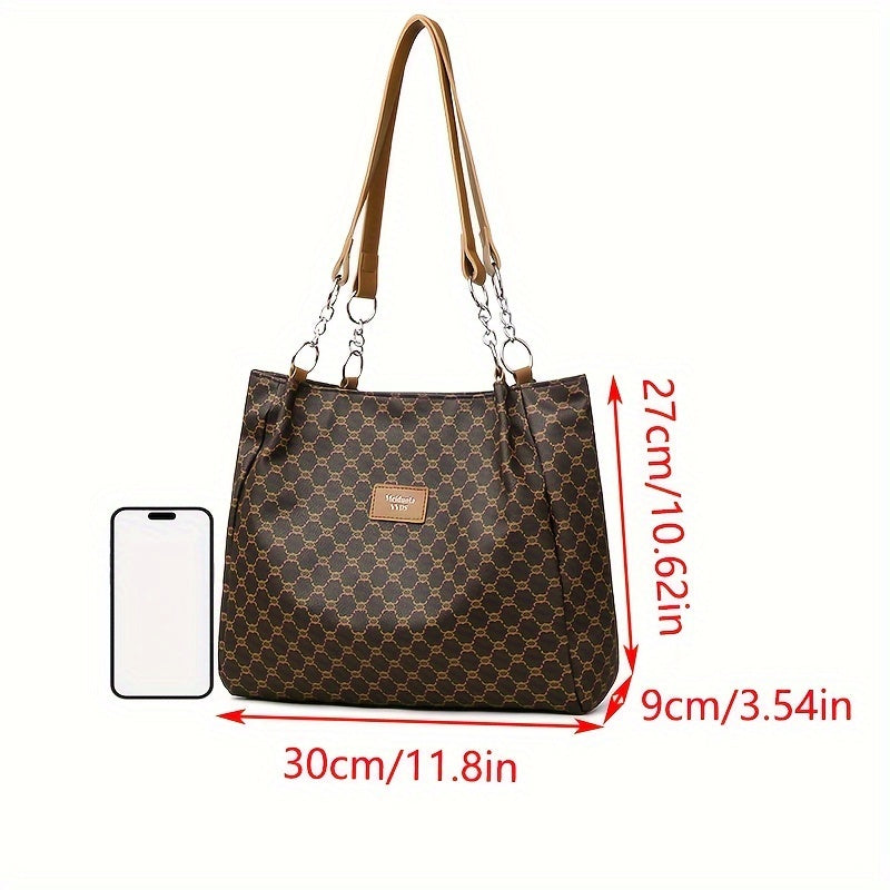 Elegant Plaid Faux Leather Tote