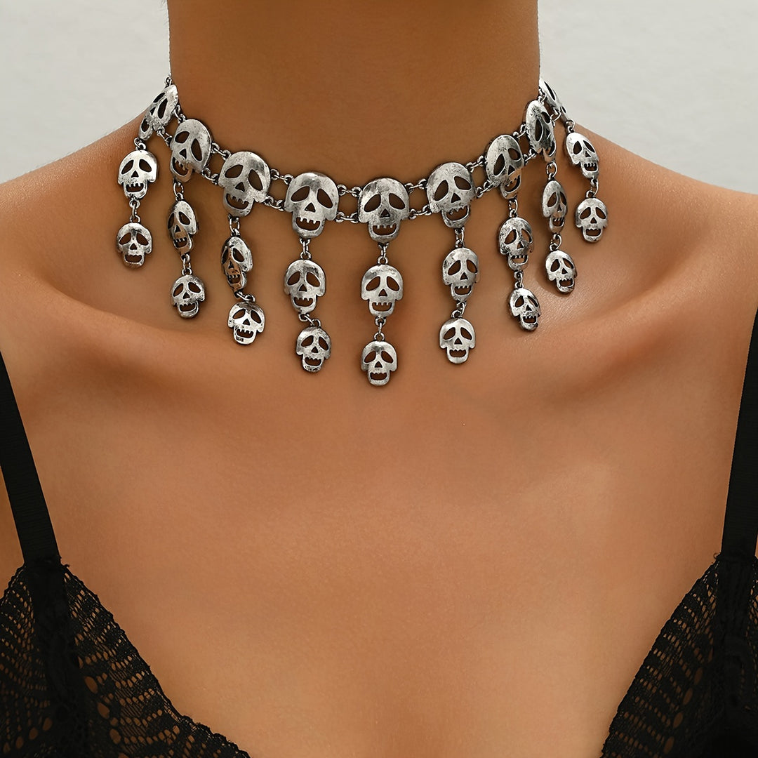 Vintage Punk Skull Tassel Choker