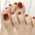 Load image into Gallery viewer, 24pcs Glitter Red Press-On Toenails
