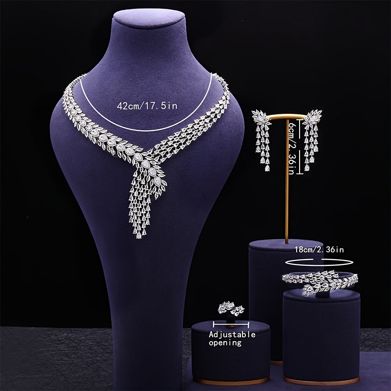 Luxury White Gold Bridal Jewelry Set