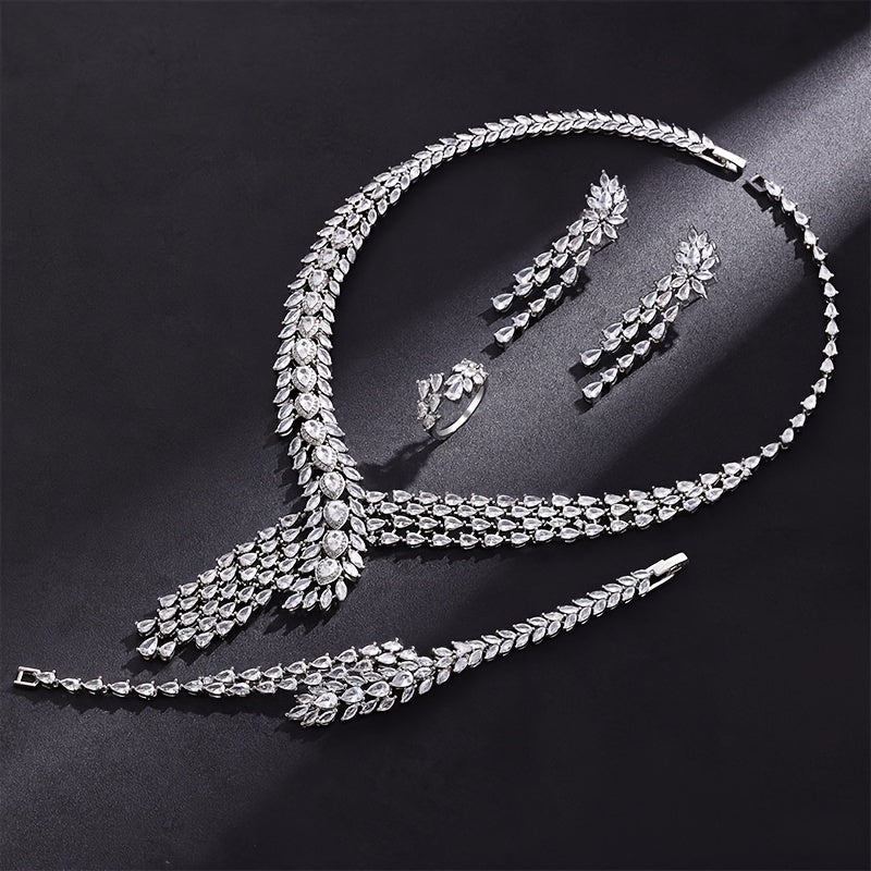 Luxury White Gold Bridal Jewelry Set