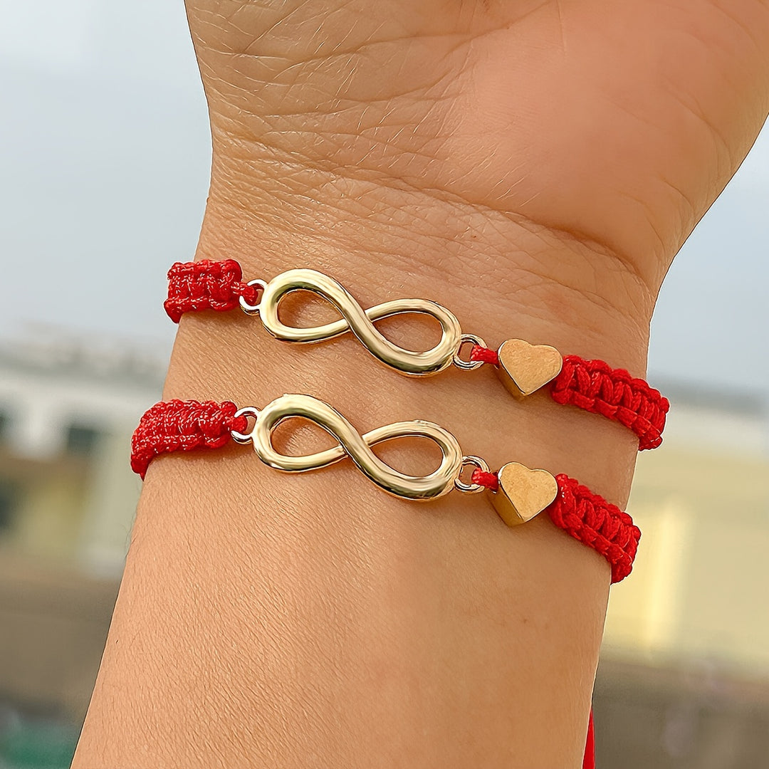 Romantic Red Rope Love Infinity Bracelet Set