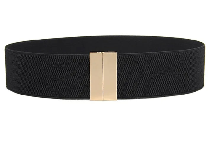 Elastic Wide Belt with Gold Buckle