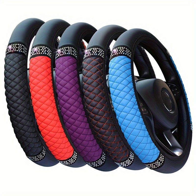 Luxury Crystal Rhinestone Steering Wheel Cover - PU Leather