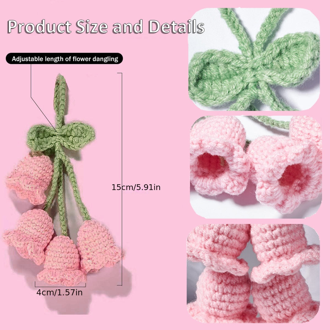 Hand-Knitted Bell Flower Mirror Hanging Accessory