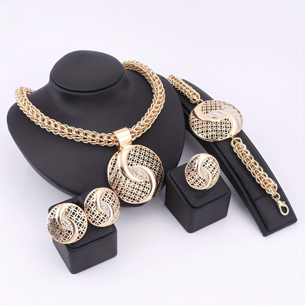 Golden Rhinestone Jewelry Set