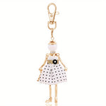 Load image into Gallery viewer, Polka Dot Lady Keychain – Fashion Doll Charm for Bags &amp; Keys
