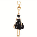 Load image into Gallery viewer, Polka Dot Lady Keychain – Fashion Doll Charm for Bags &amp; Keys
