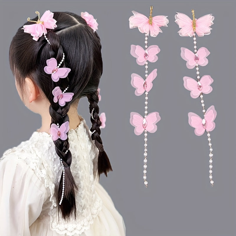 Butterfly Faux Pearl Braided Hair Clip