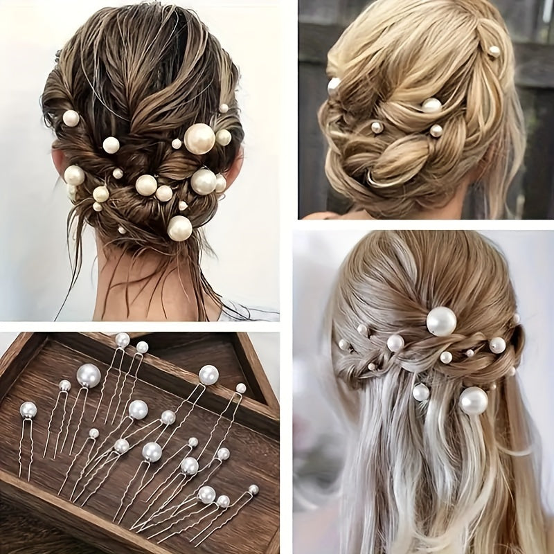 Faux Pearl U-Shaped Hairpins Set