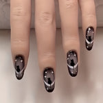 Load image into Gallery viewer, Glossy Black French Tip Press-On Nails
