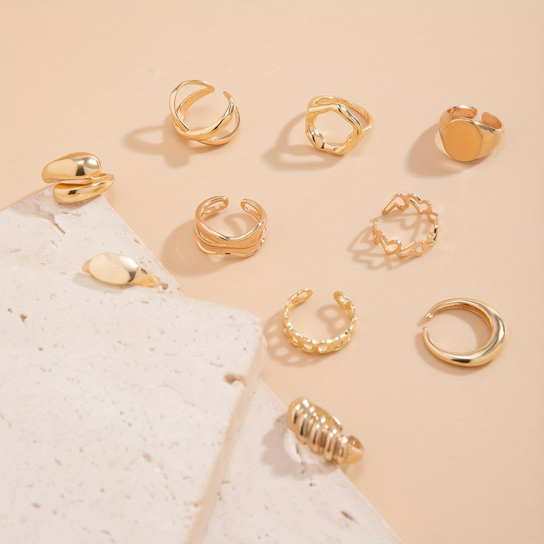 Hip-Hop Style Stacking Rings Set (10pcs)