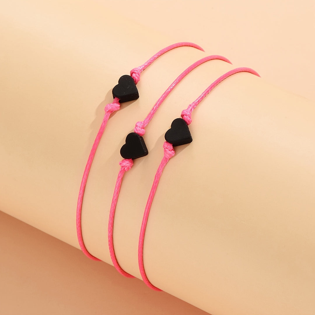 Triple Heart Rope Friendship Bracelets Set