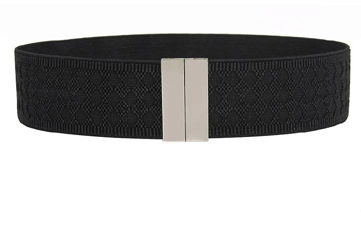 Elastic Wide Belt with Gold Buckle