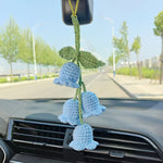 Load image into Gallery viewer, Hand-Knitted Bell Flower Mirror Hanging Accessory
