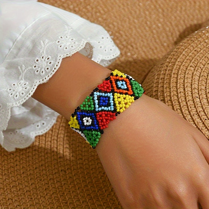 Colorful Geometric Beaded Bracelet