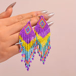 Load image into Gallery viewer, Boho Beaded Tassel Dangle Earrings
