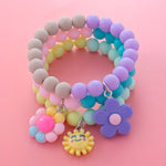 Load image into Gallery viewer, 3pcs Cute Sun Flower Pendant Color Block Beaded Bracelet Set for Girls
