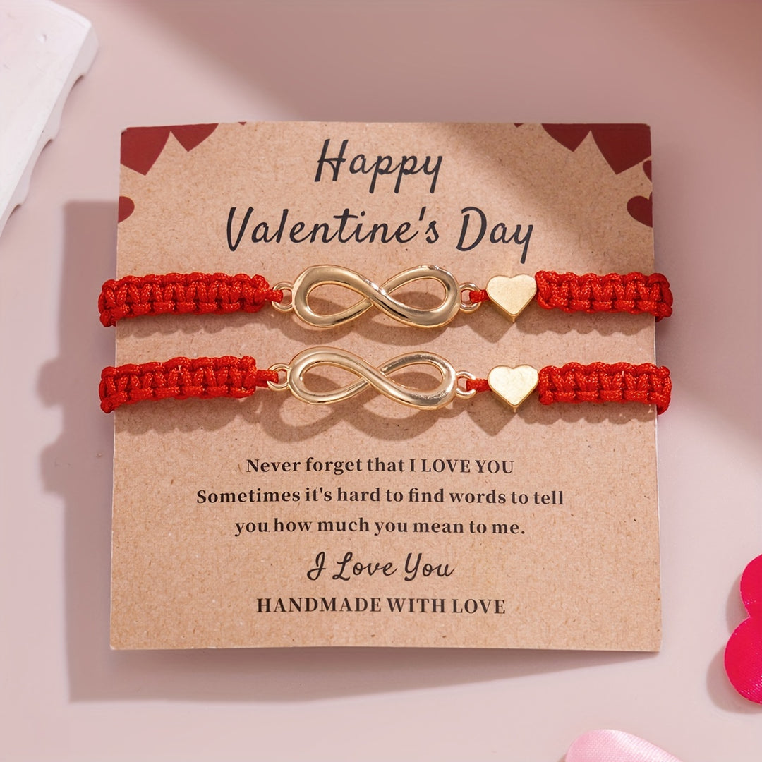 Romantic Red Rope Love Infinity Bracelet Set