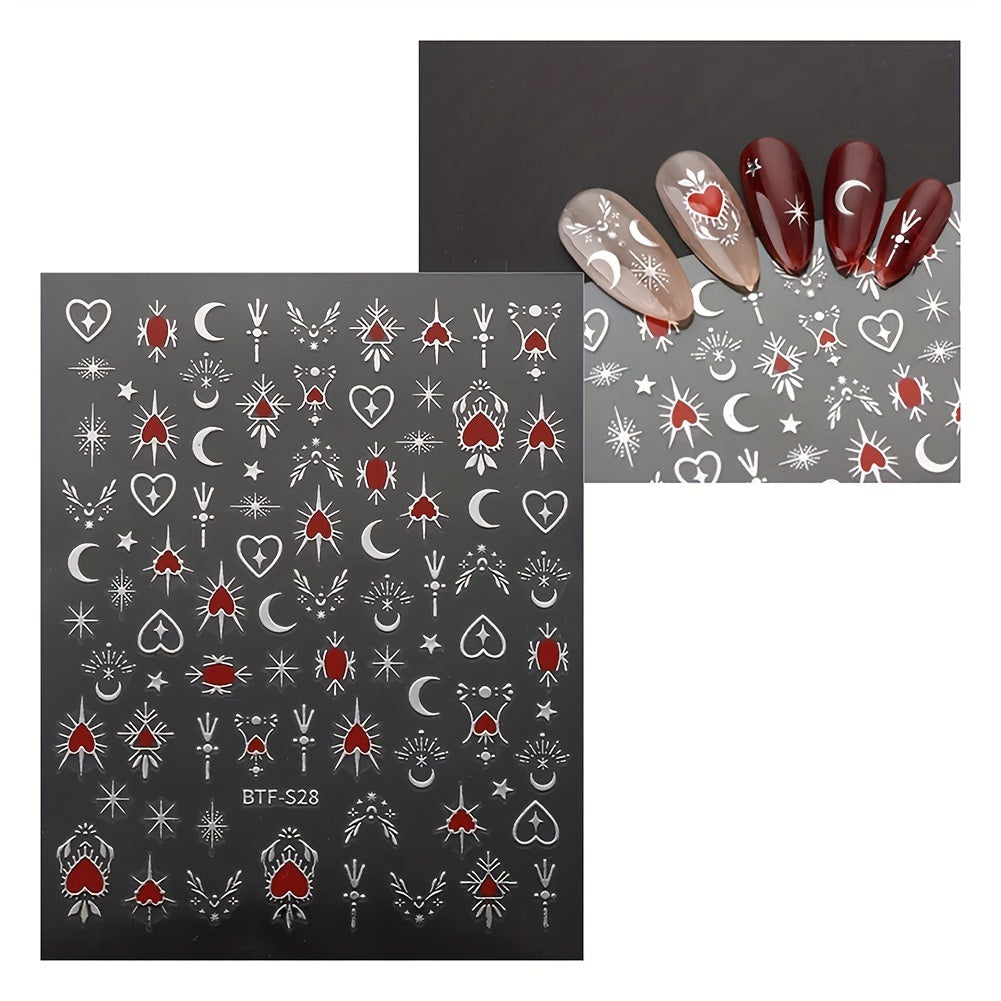 9 Sheet Nail Art Stickers - Sun, Star, Moon Design