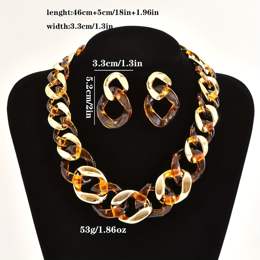 Retro Tortoise Shell Acrylic Jewelry Set