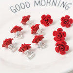 Load image into Gallery viewer, 10pcs Red Rose Hair Rings
