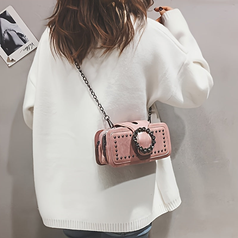 Bright Pink Faux Leather Crossbody Bag