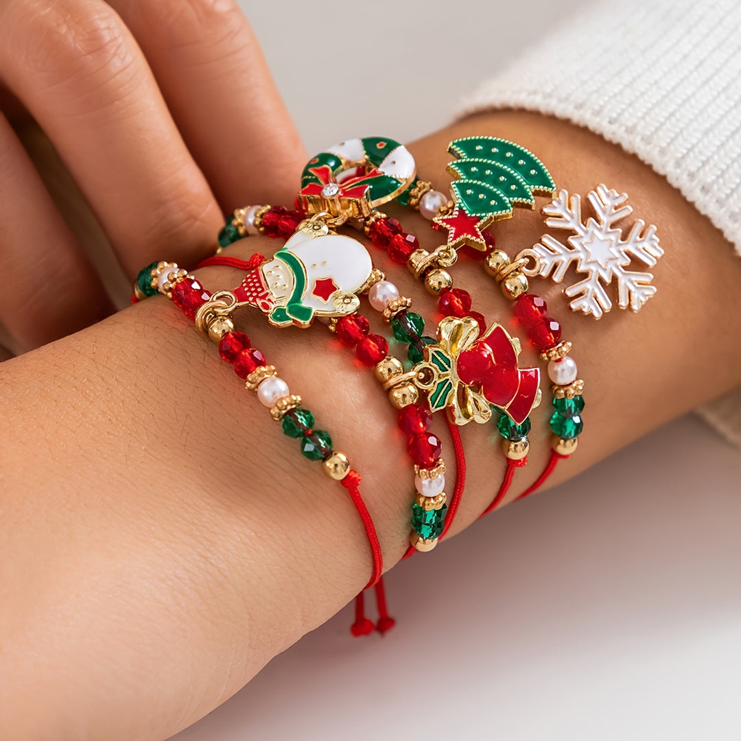 Festive Christmas Charm Bracelet Set